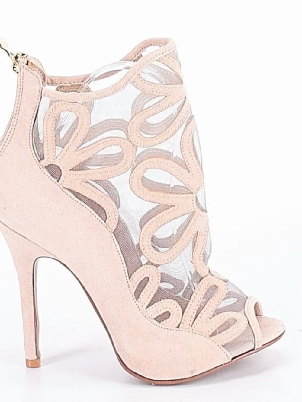 Chinese Laundry Blush Pink Floral Laser Cut Peep Toe Heels Size 7